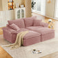 81-Inch Boneless Loveseat Sofa Bed – Oversized Faux Fur Lounge Couch with Removable Ottoman & Pillows