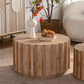 Walnut Round Nesting Coffee Table Set of 2, 19.7" & 27.5" Rustic Farmhouse Wood Tables