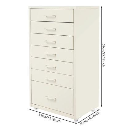 7-Drawer Rolling Storage Cabinet with Wheels, Mobile File Organizer & Bedside Table for Bedroom, Office & Living Room