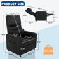 Power Recliner Chair with Heat & Massage, Electric Overstuffed PU Leather Recliner with USB Port & Side Pockets