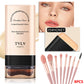 2-in-1 Foundation & Concealer Stick with Built-In Brush and 8-Piece Makeup Brush Set, Lightweight Coverage