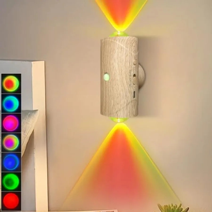 LED Wireless Wall Sconce with Motion Sensor, 7-Color Changing Light, 1500mAh Rechargeable Battery Operated Indoor Wall Lamp
