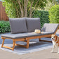 Acacia Wood Outdoor Convertible Sofa – Patio Couch with Adjustable Armrests, Removable Cushions & Pillows