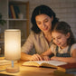 Small Bedside Table Lamp with Linen Shade for Bedroom and Living Room