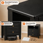 Modern Nightstand with Charging Station, 2 Drawers & Open Shelf, Bedside Table with USB-C Port & AC Outlet, Black