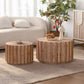 Walnut Round Nesting Coffee Table Set of 2, 19.7" & 27.5" Rustic Farmhouse Wood Tables