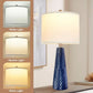 Rustic Farmhouse Table Lamps Set of 2, 3-Way Dimmable Bedside Nightstand Lamps with Horizontal Stripe Design for Bedroom and Living Room