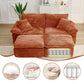 81-Inch Boneless Loveseat Sofa Bed – Oversized Faux Fur Lounge Couch with Removable Ottoman & Pillows