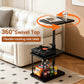 Adjustable Swivel C-Shaped Side Table with Storage Shelf for Recliner, Sofa & Bed, Black