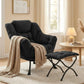 Modern Lounge Chair with Foldable Ottoman – Oversized Cushioned Reading Armchair with Footrest & Side Pocket