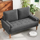 48-Inch Mid-Century Modern Loveseat Sofa – Compact Upholstered Couch with Solid Wood Legs & Throw Pillow for Apartment, Ash Beige