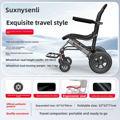 Ultra-Lightweight Foldable Ergonomic Portable Wheelchair for Seniors