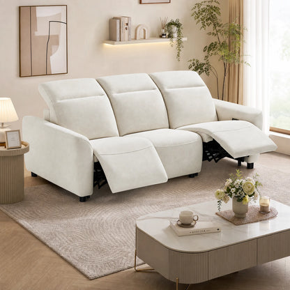Power Reclining 3-Seater Sofa – Zero Gravity Wall-Hugger Couch with Adjustable Headrests, USB-A & USB-C Charging Ports