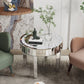 Round Mirrored Side Table with Crystal Diamond Inlay, Luxury Accent Table for Living Room & Bedroom