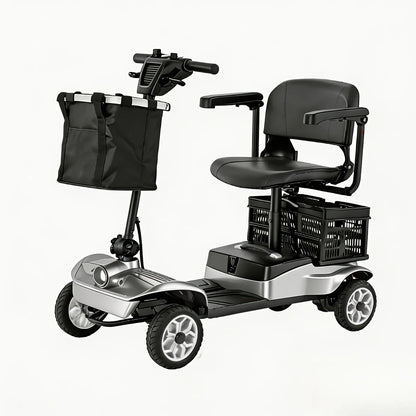 Electric Mobility Scooter for Seniors – 265 lbs Capacity, Electromagnetic Brake, LED Light, Ergonomic Handle & Shopping Basket