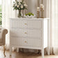 31.5" Fluted Nightstand with Charging Station & 3 Drawers, Raised-Leg Bedside Storage Cabinet for Bedroom & Living Room