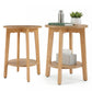 Round Wood Side Table with 2-Tier Storage Shelf, Coffee End Table for Living Room & Bedroom