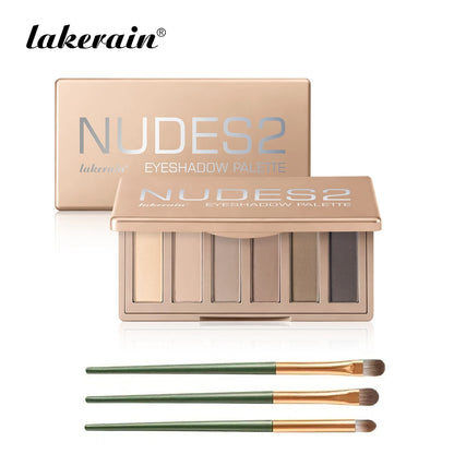 Neutral Nude Matte Eyeshadow Palette with 3 Brushes, Highly Pigmented Eye Makeup