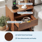 Walnut Fluted Wood Nightstand with Charging Station, Drawer & Open Shelf, Bedside Table with USB Ports & AC Outlets for Bedroom