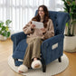 Chenille Pushback Recliner Chair – Upholstered Accent Lounge Chair with Adjustable Footrest & Side Pocket