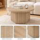 31.5" Round Fluted Drum Coffee Table, Modern Wood Pedestal Center Table for Living Room & Small Spaces