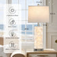 28-Inch Coastal Seashell Table Lamps with Night Light, USB-A and USB-C Charging Ports, Bedside Lighting for Bedroom and Living Room