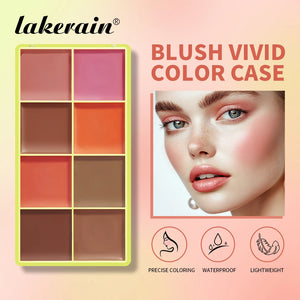 8-Color Cream Blush and Highlighter Palette, Waterproof Long-Lasting Face Makeup, Natural-Looking Color