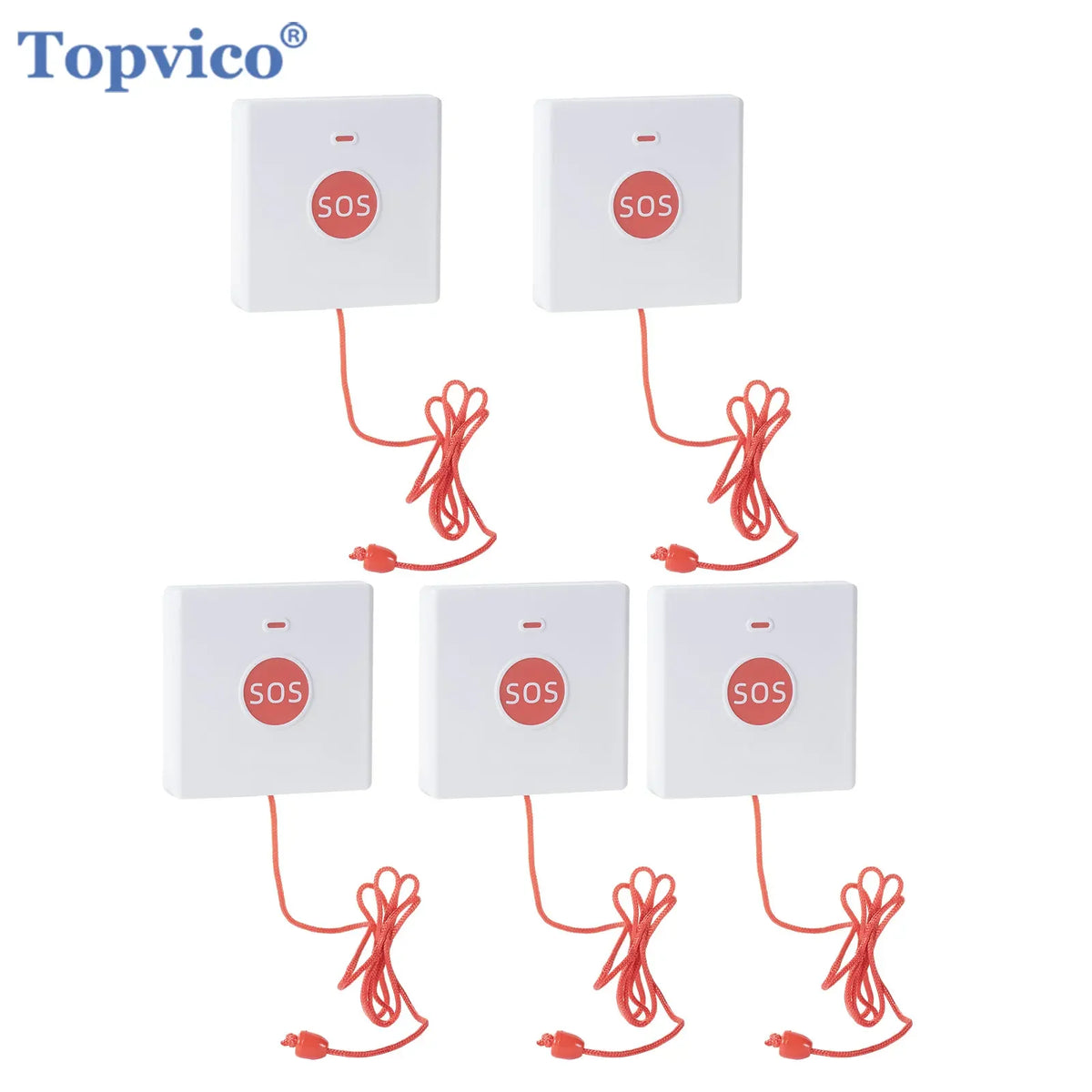 Topvico1/2/3/5pcs 433mhz SOS Panic Button Emergency Call For Elderly Senior Alarm, One Key Press / Pull For Help Caregiver Pager
