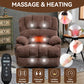 Large Chenille Power Lift Recliner Chair with Wide Seat, High Back, 8-Point Vibration Massage & Lumbar Heat – Brown
