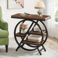 Narrow End Table with 3 Storage Shelves, Industrial Wood Side Table for Sofa, Living Room & Small Spaces
