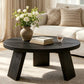 33.5" Round Coffee Table with Wood Grain Top & Angled Legs, Modern Center Table for Living Room & Apartment