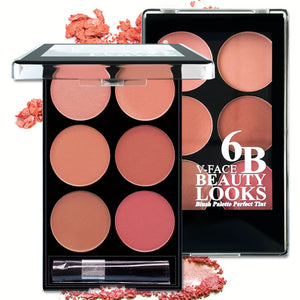 6-Color Blush & 12-Shade Cream Contour Palette Set with Bronzer & Highlighter, Long-Lasting & Blendable