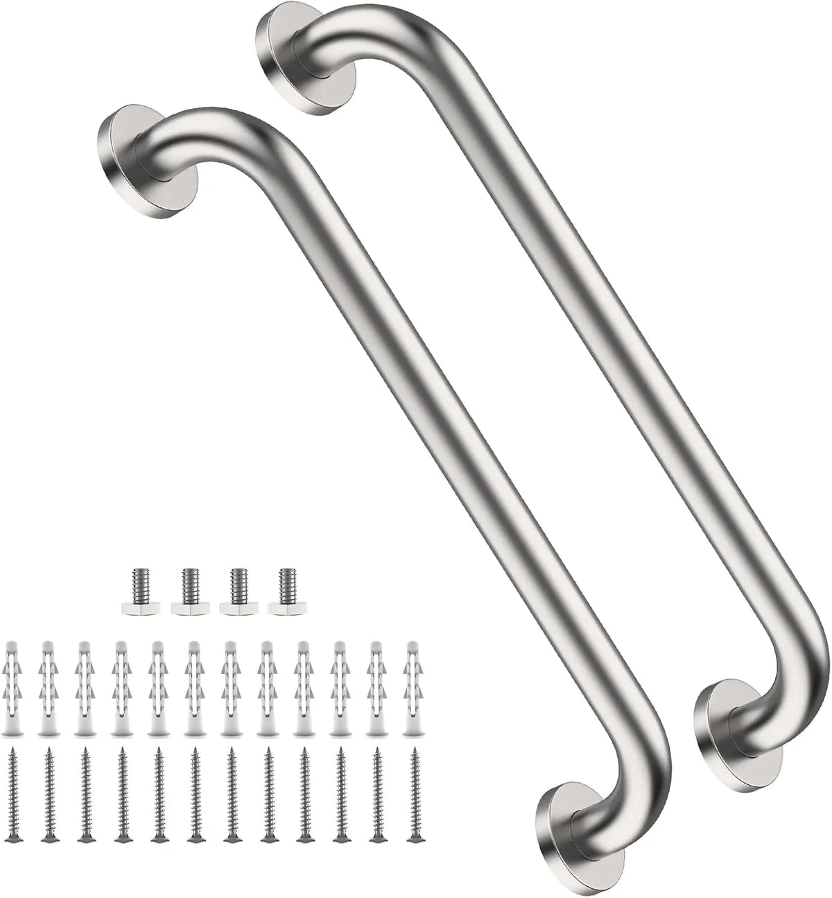 2-Pack 16" Shower Grab Bars – Satin Nickel Stainless Steel Bathroom Safety Handles for Seniors