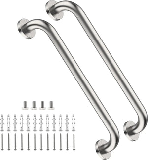 2-Pack 16" Shower Grab Bars – Satin Nickel Stainless Steel Bathroom Safety Handles for Seniors