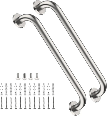 2-Pack 16" Shower Grab Bars – Satin Nickel Stainless Steel Bathroom Safety Handles for Seniors