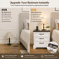Farmhouse Nightstand with Charging Station, 3-Drawer Bedside Table with 2 AC Outlets & 2 USB Ports, White Storage Cabinet