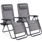 Set of 2 Zero Gravity Reclining Lounge Chairs – Portable Folding Outdoor Chairs with Cup Holder Trays & Adjustable Pillows