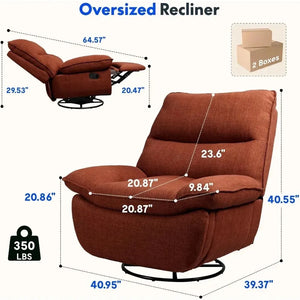 360° Swivel Rocker Recliner Chair – Oversized Armless Lounge Chair with OEKO-TEX Certified Performance Fabric