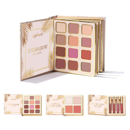 Foldable All-in-One Makeup Palette with Eyeshadow, Blush, Lipstick & Shimmer Highlighter, Travel Set