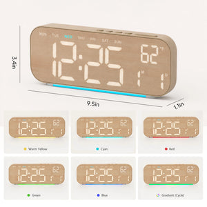 10-Inch 4-Color LED Digital Alarm Clock with Ambient Light, Dual Alarms, Auto Dimming, Timer & USB-C – Bedside Clock