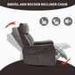 Manual Recliner Chair with Heat & Massage, Faux Leather Rocker Swivel Chair for Living Room – Brown