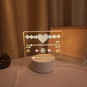 Heart Sound Wave 3D Acrylic Night Light, USB Warm LED Lamp, Romantic Couple Souvenir Gift