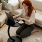 Solid Wood Round Coffee Table with Double-Layer Storage, Modern Living Room Side Table