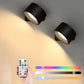 Rechargeable Magnetic LED Wall Reading Light, Remote Control, 360° Rotation, 3 Color Temperatures, Stepless Dimming, White, 1–2 Pack