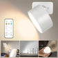 Rechargeable Magnetic LED Wall Reading Light, Remote Control, 360° Rotation, 3 Color Temperatures, Stepless Dimming, White, 1–2 Pack