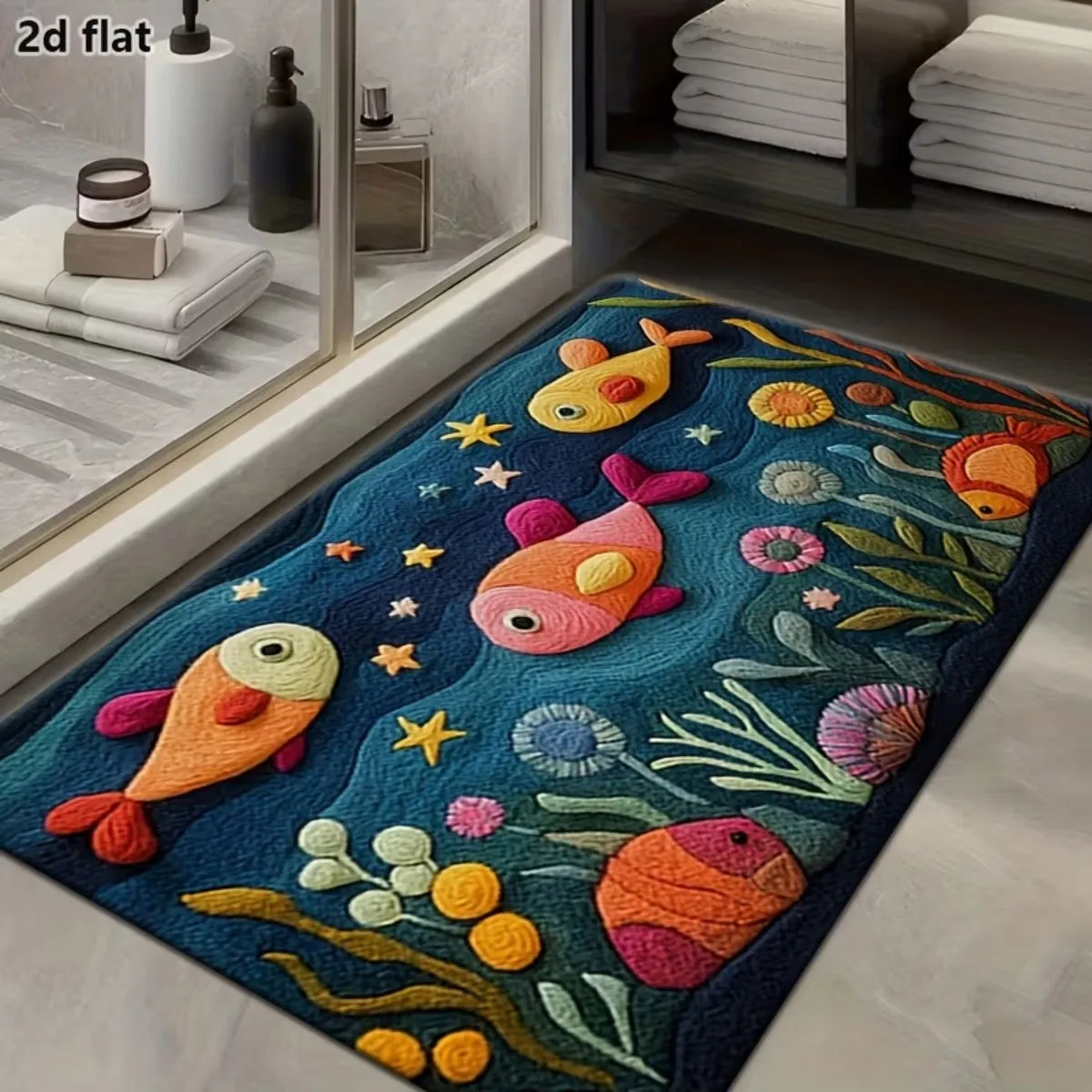 Square Diatomaceous Earth Bathroom Mat, Quick Dry Absorbent Bath Rug with Non-Slip Rubber Backing