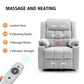 Power Swivel Rocker Recliner Chair with Massage & Heat, Infinite Position Electric Glider with USB & Type-C Charging Ports