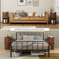 Walnut Round Nesting Coffee Table Set of 2 with Sliding Door Storage, Modern Side Tables for Living Room & Bedroom