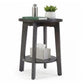 Round Wood Side Table with 2-Tier Storage Shelf, Coffee End Table for Living Room & Bedroom