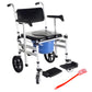 3-in-1 Folding Rolling Shower Commode Chair – Lightweight Wheelchair with Locking Wheels, Padded Arms & Removable Bucket